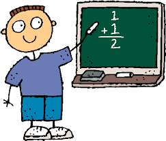 Boy presenting 1 + 1 on the chalkboard