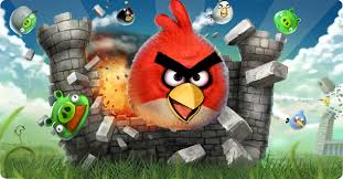 red angry bird crashes through castle